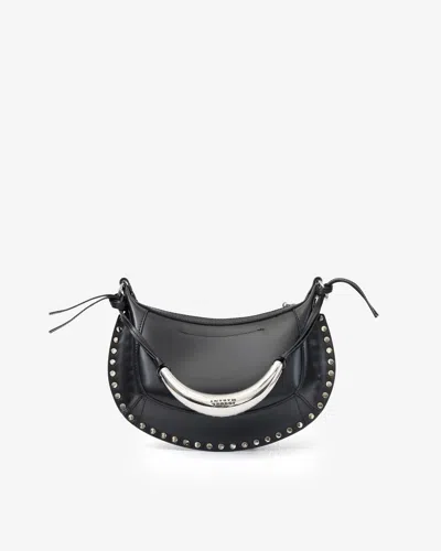 Isabel Marant Oskan Moon Studded Leather Shoulder Bag In Black And Silver