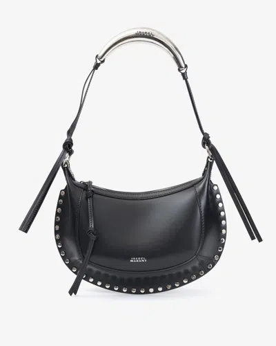 Isabel Marant Oskan Moon Studded Leather Shoulder Bag In Black And Silver