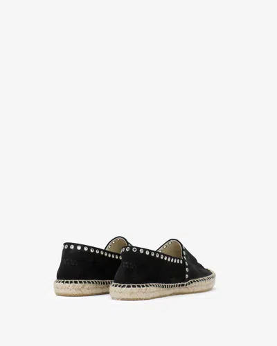 Isabel Marant Canae Eyelet-embellished Suede Espadrilles In Black