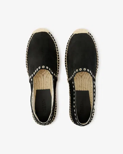 Isabel Marant Canae Eyelet-embellished Suede Espadrilles In Black