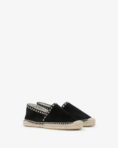 Isabel Marant Canae Eyelet-embellished Suede Espadrilles In Black