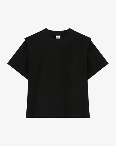 Isabel Marant Zelitos Pleated Cotton-jersey T-shirt In Black