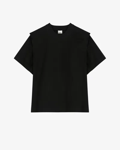 Isabel Marant Zelitos Pleated Cotton-jersey T-shirt In Black