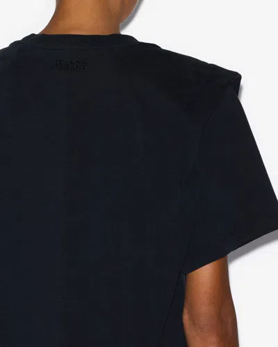 Isabel Marant Zelitos Pleated Cotton-jersey T-shirt In Black