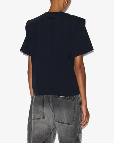 Isabel Marant Zelitos Pleated Cotton-jersey T-shirt In Black