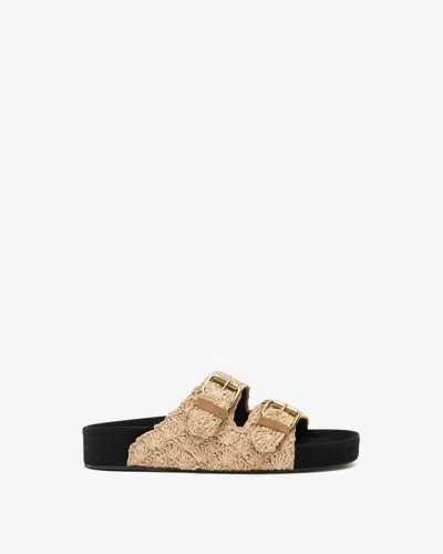 Isabel Marant Lennyo Rattan Dual-buckle Slide Sandals In Natural