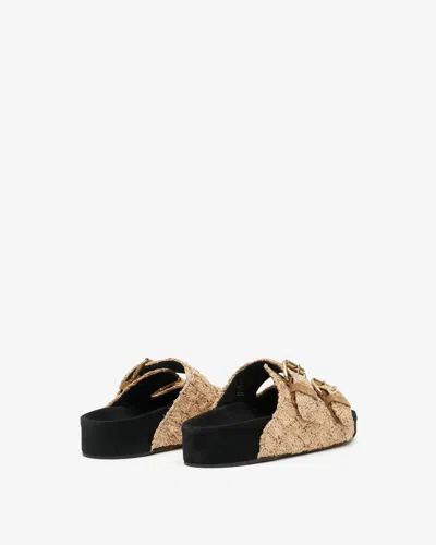 Isabel Marant Lennyo Rattan Dual-buckle Slide Sandals In Natural