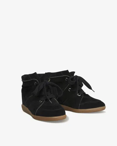Isabel Marant Bobby Suede Wedge Sneakers In Black