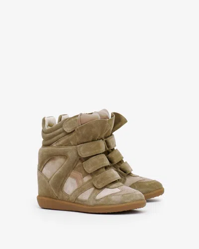 Isabel Marant Bekett Hidden Wedge High Top Sneaker In Green