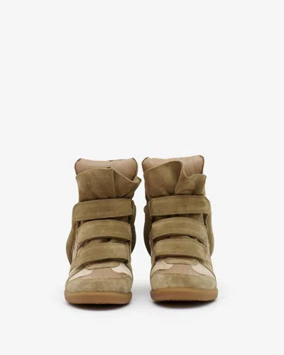 Isabel Marant Bekett Hidden Wedge High Top Sneaker In Green