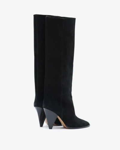 Isabel Marant 90mm Lomero Tall Suede Boots In Black