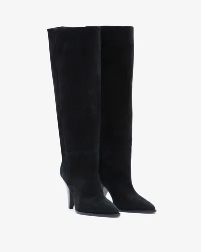 Isabel Marant 90mm Lomero Tall Suede Boots In Black