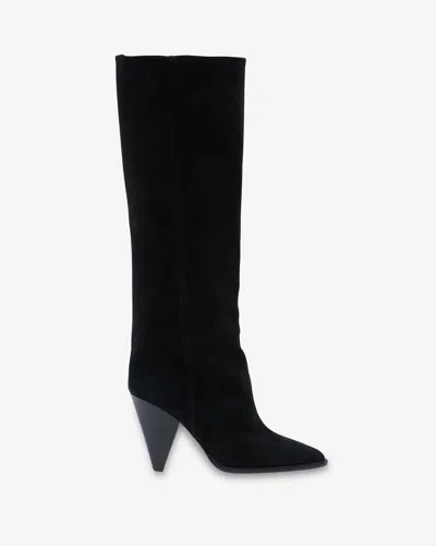 Isabel Marant 90mm Lomero Tall Suede Boots In Black