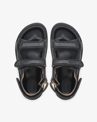 Isabel Marant Touch-strap Platform Leather Sandals In Black