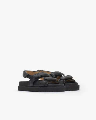 Isabel Marant Touch-strap Platform Leather Sandals In Black