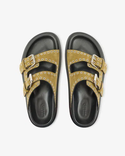 Isabel Marant Lennyo Studded Suede Flat Sandals In Taupe