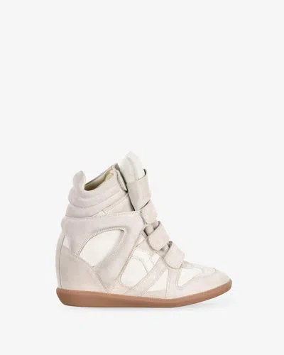 Isabel Marant Bekett Leather-trimmed Suede High-top Wedge Sneakers In Pink