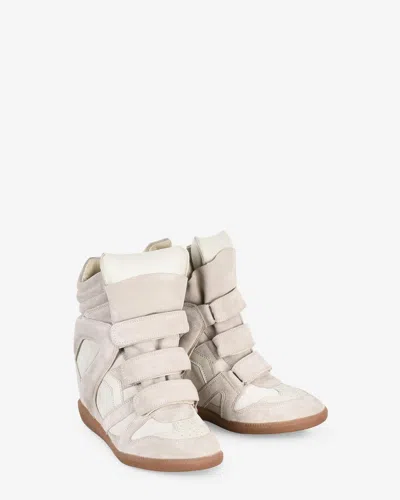 Isabel Marant Bekett Leather-trimmed Suede High-top Wedge Sneakers In Pink
