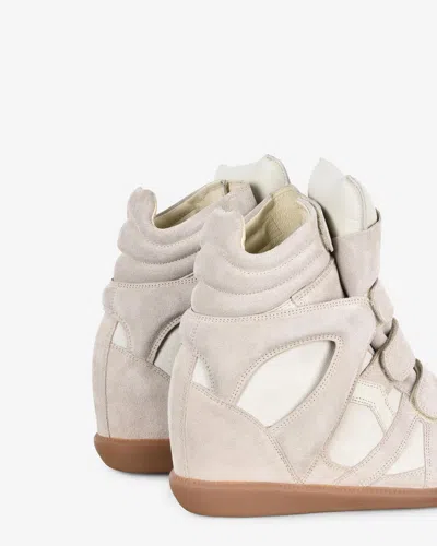 Isabel Marant Bekett Leather-trimmed Suede High-top Wedge Sneakers In Pink