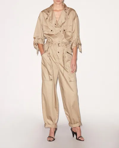 Isabel Marant Jocelyne Belted Cargo Jumpsuit In Khaki