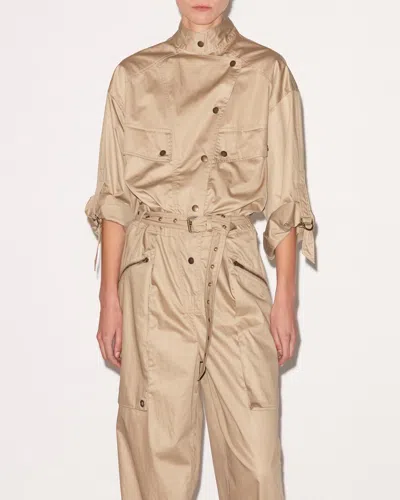 Isabel Marant Jocelyne Belted Cargo Jumpsuit In Khaki