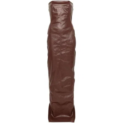 Rick Owens Long Bustier Dress Dresses Brown In Red