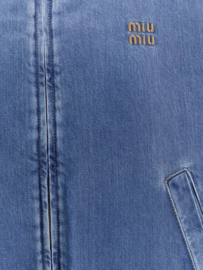 Miu Miu Denim Down Jacket In Blue