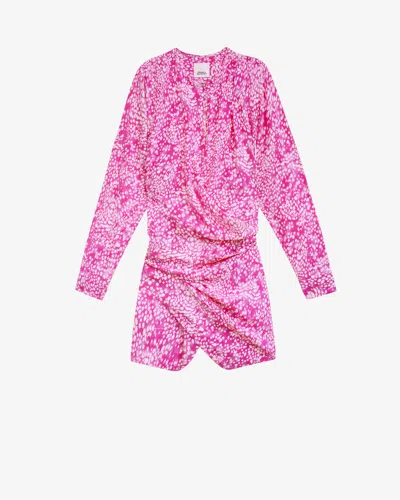 Shop Isabel Marant Kleid Habla In Fuchsia-white