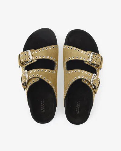 Isabel Marant Lennyo Suede Leather Sandals In Taupe