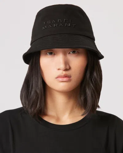 Isabel Marant Sand Cotton Haley Bucket Hat In Black-black