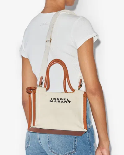 Isabel Marant Off-white Toledo Small Tote Bag In Ecru-cognac