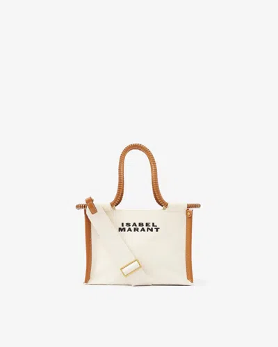 Isabel Marant Off-white Toledo Small Tote Bag In Ecru-cognac