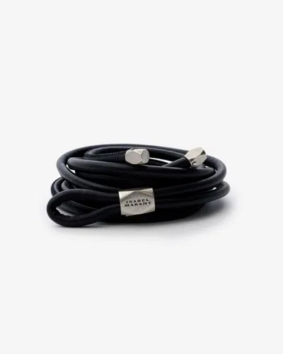 Isabel Marant Adjustable Knot Detail Belt With Metal Tips In Black And Silver