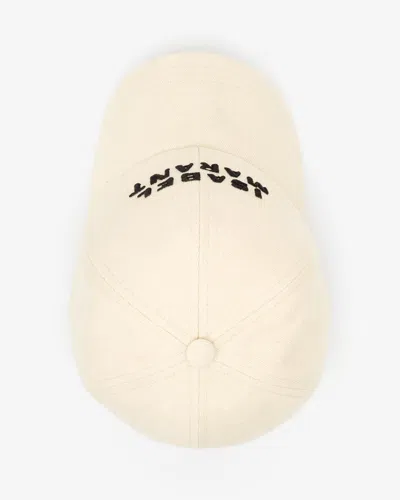 Isabel Marant Tyron Logo Canvas Hat In Ecru And Black