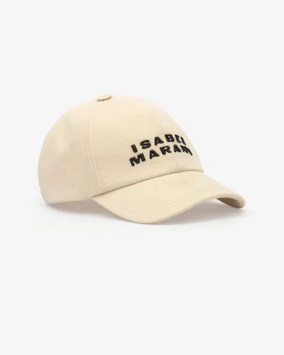 Isabel Marant Tyron Logo Canvas Hat In Ecru And Black