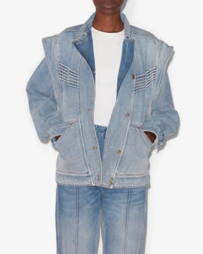 Isabel Marant Harmon Denim Jacket In Ice Blue