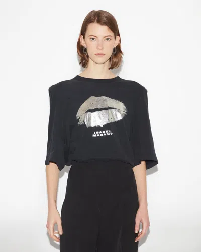 Shop Isabel Marant T-shirt Ben In Black And Silver