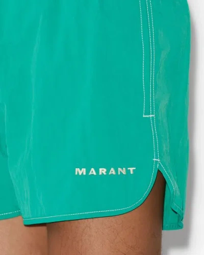 Isabel Marant Logo-embroidered Elastic-waist Shorts In Green