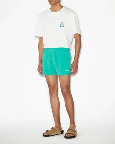 Isabel Marant Logo-embroidered Elastic-waist Shorts In Green