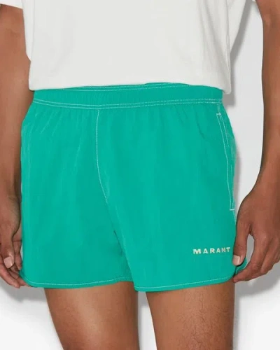 Isabel Marant Logo-embroidered Elastic-waist Shorts In Green