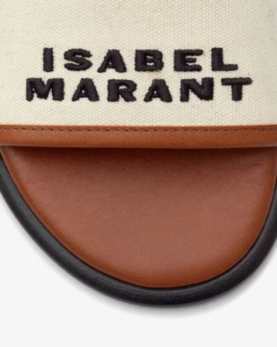 Isabel Marant Vikee Leather-trimmed Canvas Sandals In Ecru-cognac