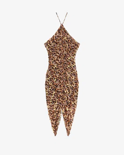 Isabel Marant Étoile Valdi Ruched Halter Midi Dress In Ochre