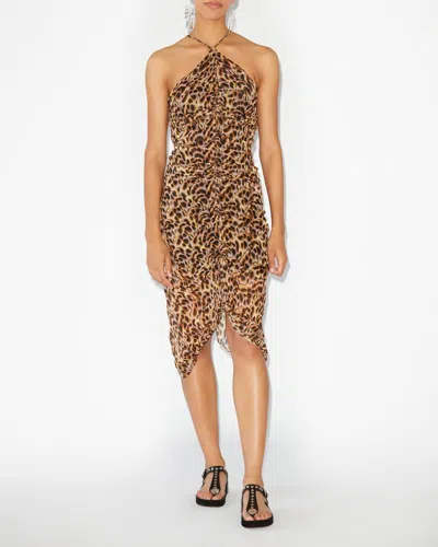 Isabel Marant Étoile Valdi Ruched Halter Midi Dress In Ochre