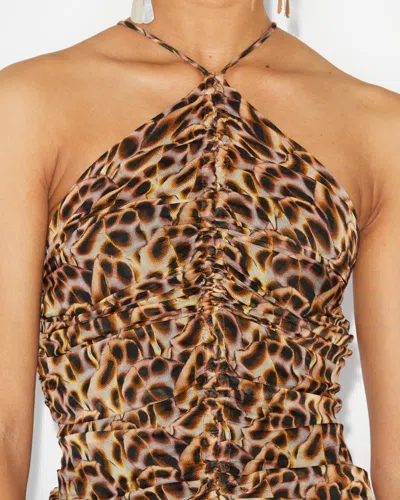 Isabel Marant Étoile Valdi Ruched Halter Midi Dress In Ochre