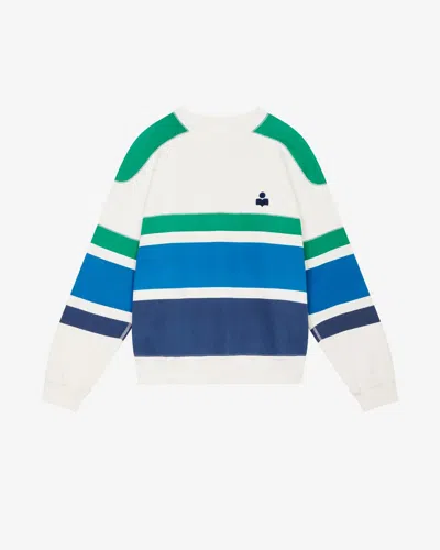 Isabel Marant Meyoan Striped Sweatshirt In Ecru And Blue