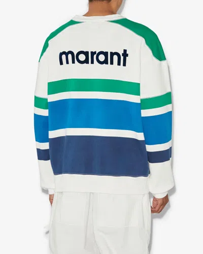 Isabel Marant Meyoan Striped Sweatshirt In Ecru And Blue