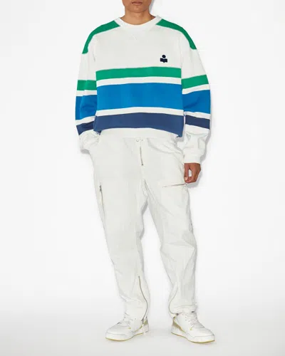 Isabel Marant Meyoan Striped Sweatshirt In Ecru And Blue
