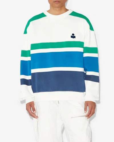 Isabel Marant Meyoan Striped Sweatshirt In Ecru And Blue
