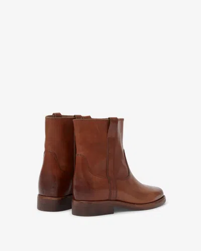Isabel Marant Susee Leather Ankle Booties In Cognac