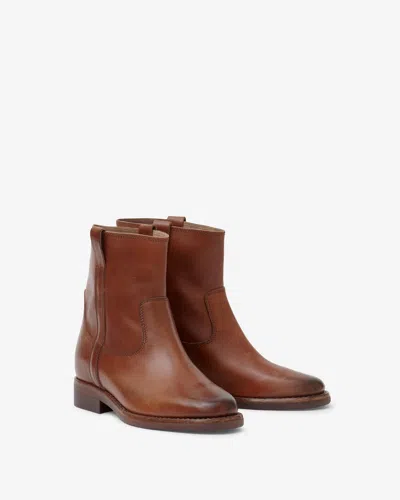 Isabel Marant Susee Leather Ankle Booties In Cognac